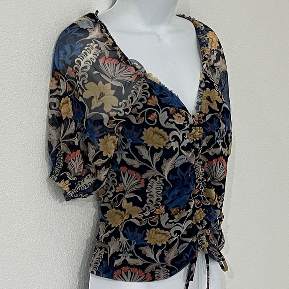 INC Floral Print Sheer Crop Top Size XS - Picture 2 of 6
